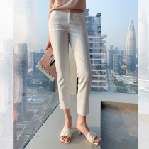 Smiling goddess high waist all-round straight trousers womens summer thin nine-point black and white thin casual pants