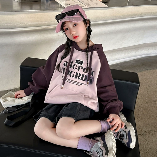 Осенняя толстовка, детский приятный телу лонгслив с капюшоном для отдыха, в западном стиле, подходит для подростков, оверсайз