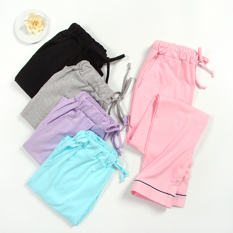 Mùa xuân và ngày thu cotton quần pyjama quần âu quần nữ đan nhà mùa hè kích thước lớn có thể mặc bên ngoài đồ ngủ thể thao quần lửng nam