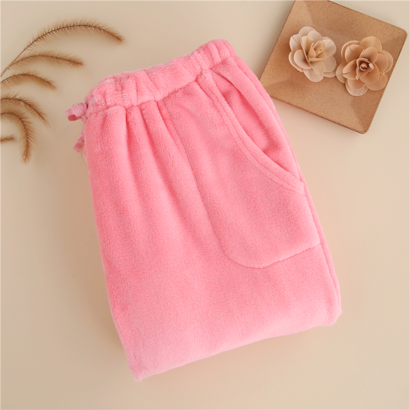 Gói mới Mùa đông dày nam và nữ cặp vợ chồng ngủ quần flannel nước nhung nhung lông cừu nhà có kích thước lớn quần gió nam