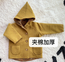Ins style autumn and winter girls cute floral lining wool and cotton thickened elf pointed hat woolen coat