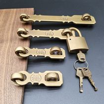Antique wooden door lock pure copper door hasp thickened Fu door buckle old-fashioned door chain outdoor padlock door nose buckle copper lock