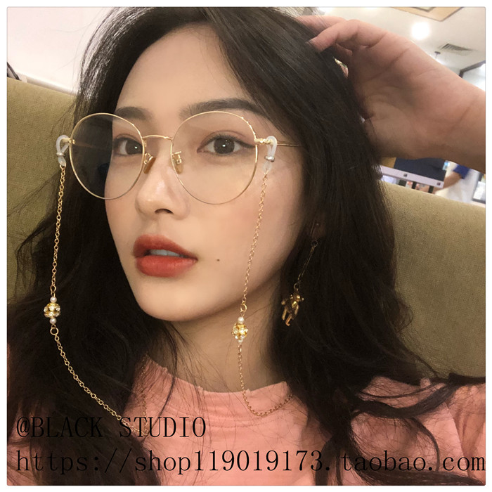 2018 lưới màu đỏ với hộp lớn mặt mỏng Ins Lantern chain kính nữ cận thị siêu nhẹ khung mặt kính nhỏ kính porsche