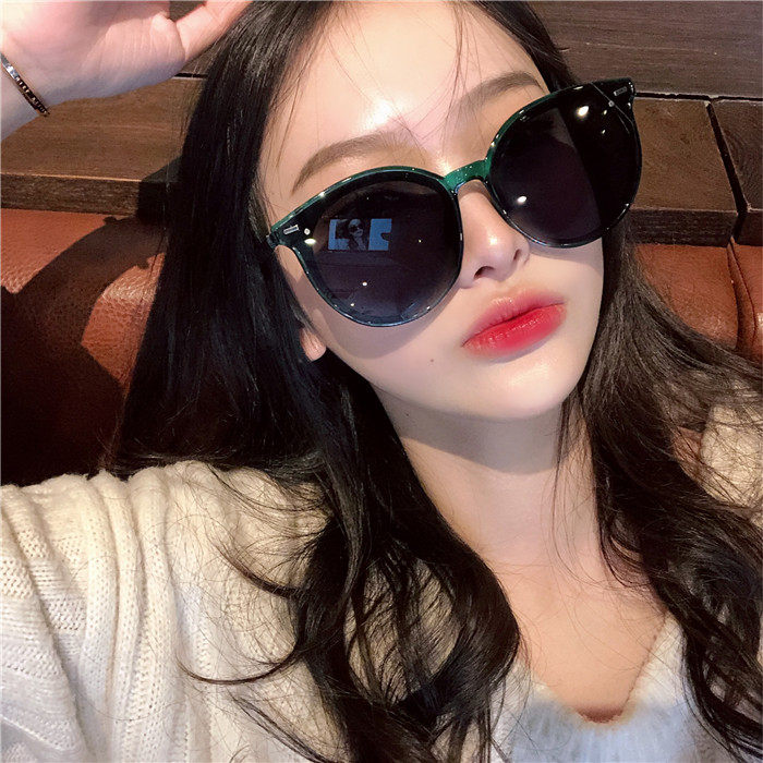 Korean big round face retro polarized sunshade Jennie sunglasses Female big face thin Korean version of the tide net red sunglasses men