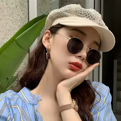 Street Harajuku small round frame classic sunglasses female round face Net red ins Joker polarized sunglasses female Han Fan