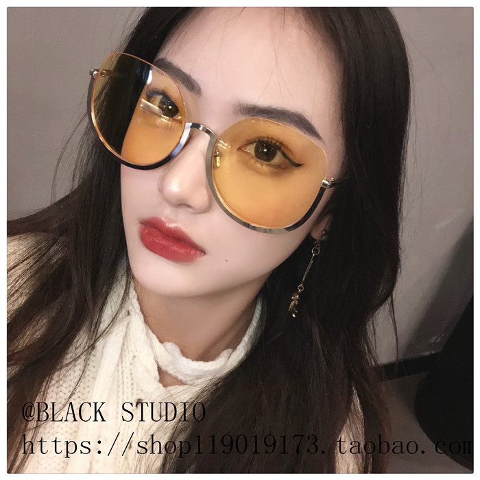 Retro Hồng Kông nếm nửa khung màu nâu hộp mỏng mặt kính râm nữ tròn mặt ins kính râm râm mắt kính nam