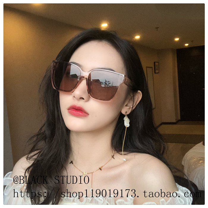 Phiên bản Hàn Quốc của chiếc máy bay cá tính một gọng kính vuông lớn đeo kính râm nữ mặt tròn là kính râm mỏng chống nắng Harajuku kính cận mỏng