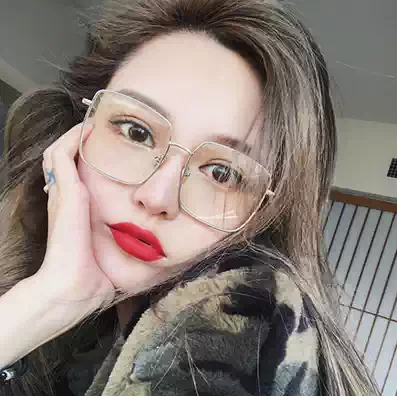Square big frame slim face flat frame Net red Zhou Yangqing modeling glasses can be equipped with myopia frame female tide glasses