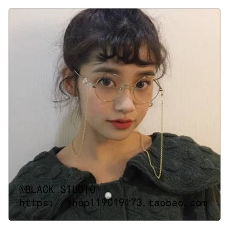 Hồng Kông-phong cách retro ulzzang đồng bằng mặt kính nữ vòng khung shape vòng mặt gương phẳng có thể được trang bị cận thị