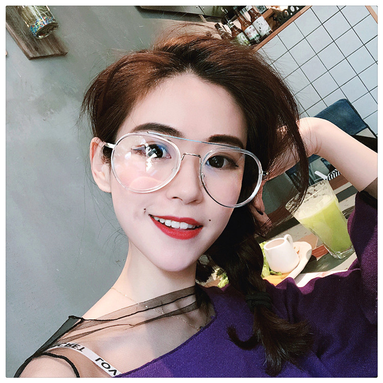 Gương cận thị 2018 kính gương học sinh avinator ếch gương khung lớn phẳng có thể được trang bị khung cận thị tròng kính cận đổi màu