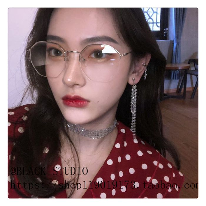 Nhật Bản cổng retro retro hương vị gió nửa khung cận thị khung nữ tròn mặt đồng bằng hình siêu kính gọng kính kính mắt cho bé