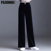 Pendant Gold Velvet Broadlegged Pants Woman 2022 Spring Dress New High Waist Straight Drum Pants Loose Casual Large Size Tug Long Pants