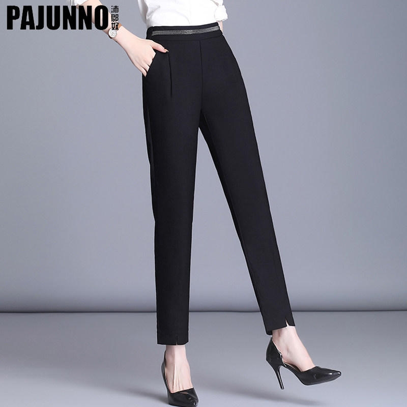 Black straight pants women's nine points 2022 autumn high waist large size slim all-match pants small feet casual small trousers trend