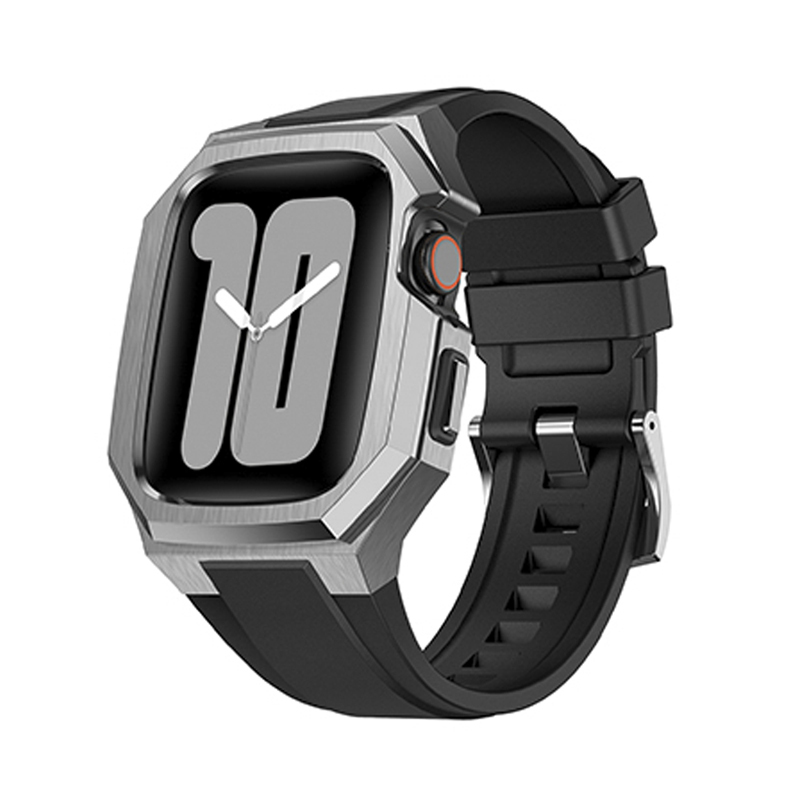 Suitable for iWatch Protective Case Apple Watch Ultra Watch S8 Case Integrated Strap S7 Stainless Steel 6 Metal Modification Se Full Coverage 4 Sets 8Th Generation 5 Fluorine Rubber Se2 Niche Light Luxury