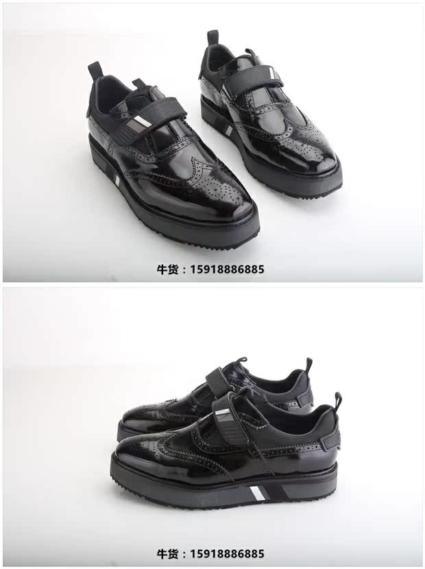 18 Velcro khắc da nam bằng da đế thấp thấp giày thông thường Brock đặt chân giày nam đế dày - Giày thấp giày sục thể thao