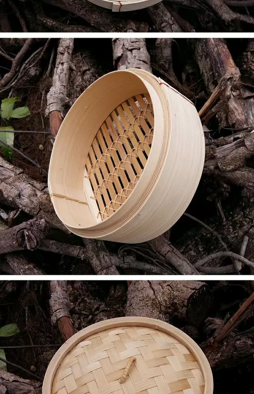 Polyester không keo hấp tre Hai lồng một nắp tre hấp ngăn kéo Đồ dùng nhà bếp bằng tre xanh Gửi thảm cỏ - Phòng bếp nồi hấp inox