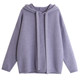 IMCC ອອກແບບ niche ສີແຂງງ່າຍດາຍ soft waxy hooded sweater women's loose thickened knitted hoodie top jacket