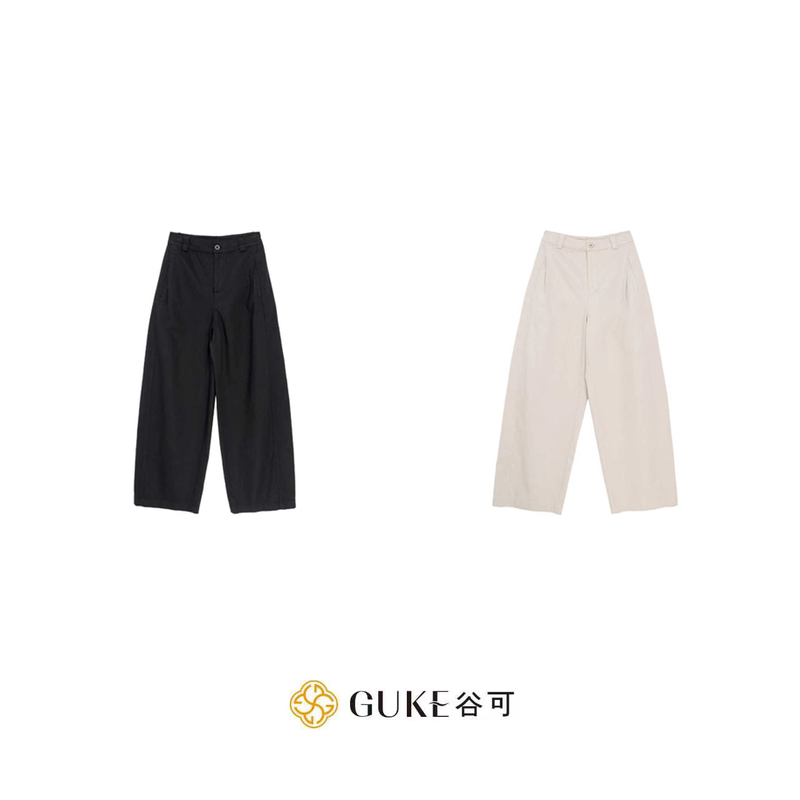 Gke/Guke Tk3230 High-Waisted Pleated Cropped Pants Simple Casual Slimming Versatile Long Pants Casual Pants