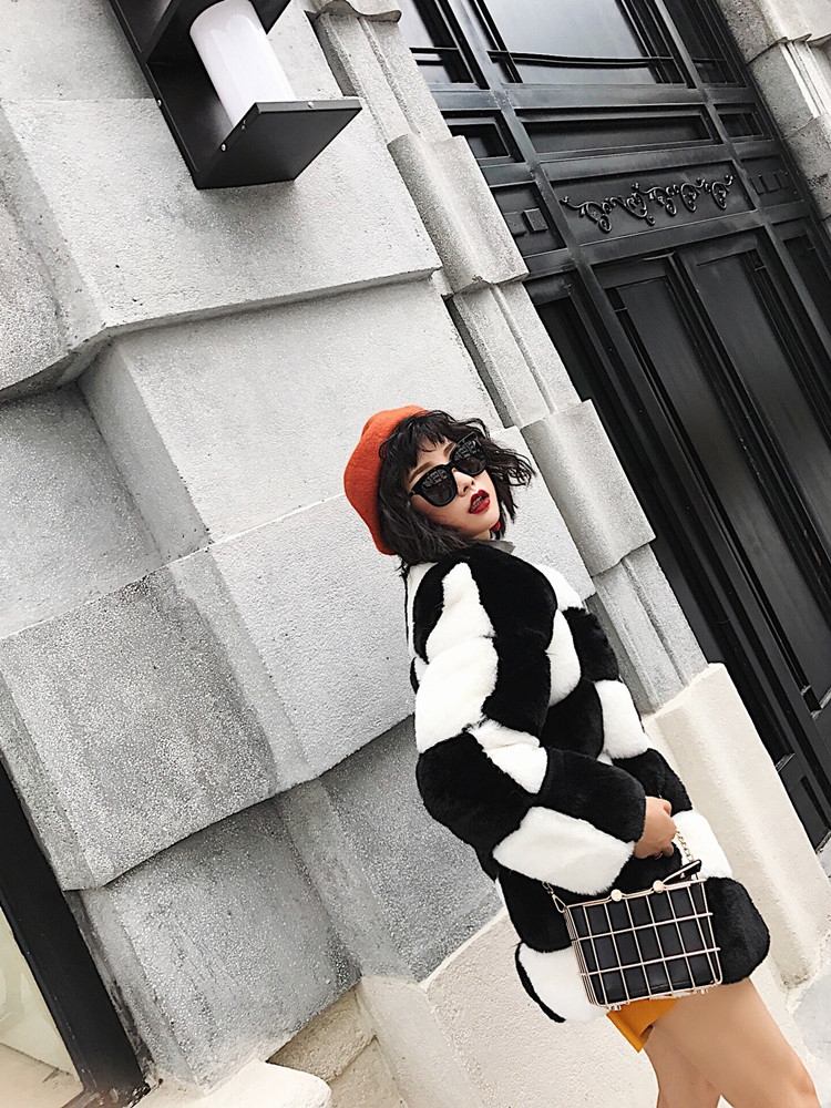 Chống mùa fur 2017 mới mùa đông phần dài giả lông thú áo khoác nữ thời trang màu hồng rabbit fur coat giải phóng mặt bằng áo khoác lót lông nữ