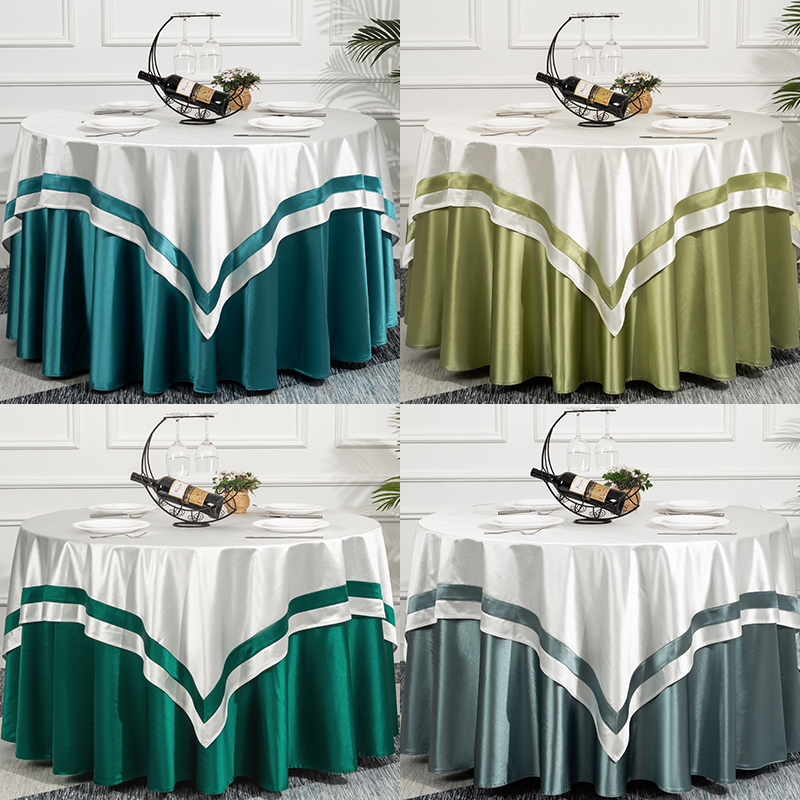 Hotel tablecloth restaurant round table tablecloth fabric dining room solid color simple satin large round banquet tablecloth custom