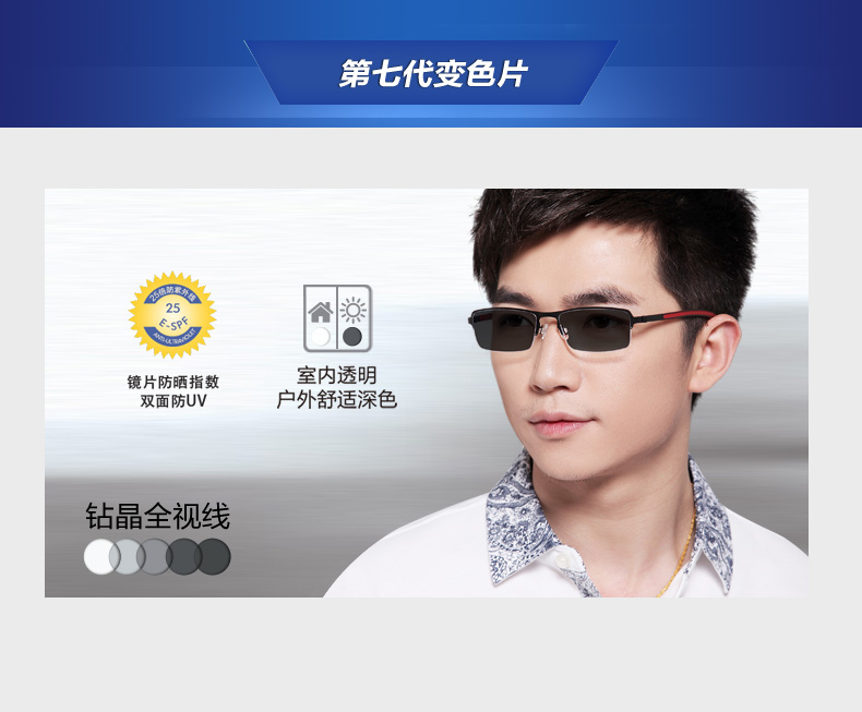 Essilor dòng đầy đủ tầm nhìn thế hệ thứ bảy 1.67 siêu mỏng hình cầu khoan pha lê A3 thấu kính đổi màu 1 mảnh kính cận thị kính mát nam