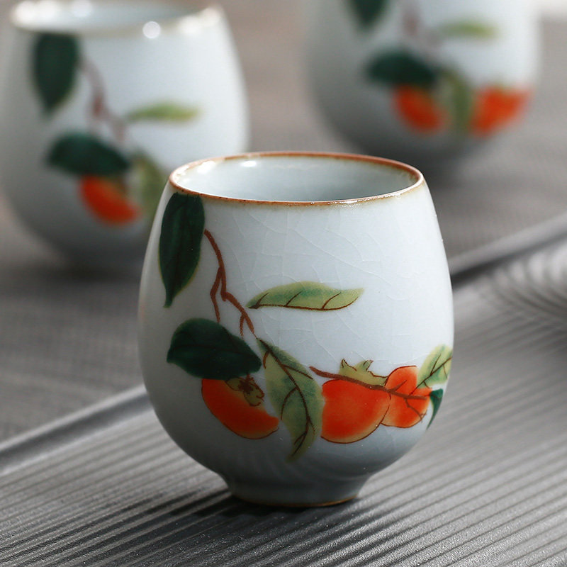 Pint can raise Ru cellar open sheet Tea Drinking Cup master's cup Ceramics Retro Flower Teacup Tea Cup Koru Tea Bowl tea Bowl Tea Bowl