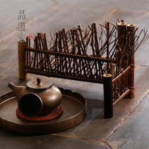 Natural bamboo Hand-woven bamboo small fence tea table screen decorative ornaments Purple Bamboo fence Kung Fu Tea Road zero