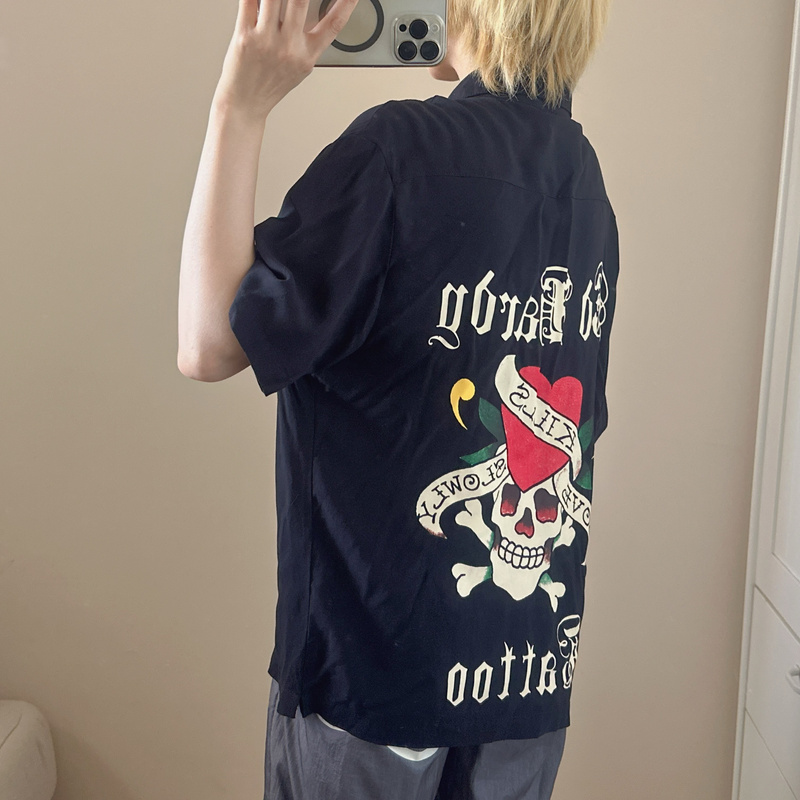 Unisex Trendy Retro Skull Heart Print Short-Sleeve Shirt, Loose Casual Versatile Shirt and Pants, No Returns or Exchanges Unisex Trendy Retro Skull Heart Print Short-Sleeve Shirt, Loose Casual Versatile Shirt and Pants, No Returns or Exchanges