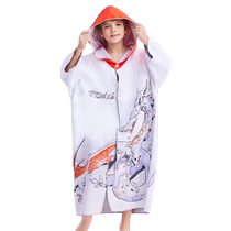 Chauke swimming bathrobe childrens cape absorbs water and keeps warm winter towel coat youth training swimsuit bath towel
