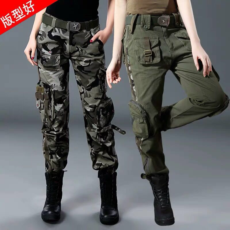 Outdoor leisure Korean version of narrow tube leggings Female special forces military pants Tide brand overalls closed foot mountaineering pants straight men's pants autumn