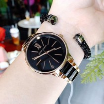  ANNE KLEIN WATCH WOMENS 1412BKGB fashion black gold two-color steel belt SIMPLE large dial WATCH