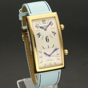 代购正品Tissot天梭手表长方形皮带方形香蕉男表双显T56.1.623.79