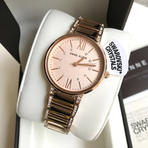  Anne Klein Fashion rose gold diamond-set AK 3200RGRG Roman logo Quartz Waterproof Womens watch