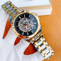 BULOVA baoluhua mens watch fashion hollow automatic mechanical two-color steel belt waterproof mens watch 98A146