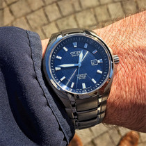 Citizen Mens Watch Citizen Eco-kinetic titanium chain blue mens fashion waterproof watch BM7170-53L