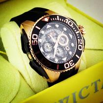 Invicta Watch Rose Gold Black Large Dial Luminous Waterproof Mens Quartz Watch 23962