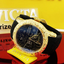 American invicta black gold domineering dragon large dial silicone with transparent bottom automatic mechanical mens watch