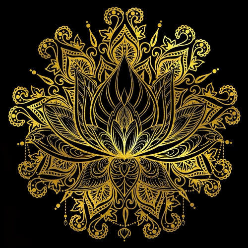 Мандала Lotus Lucky Hand рисует золотой рисунок, тихо распах
