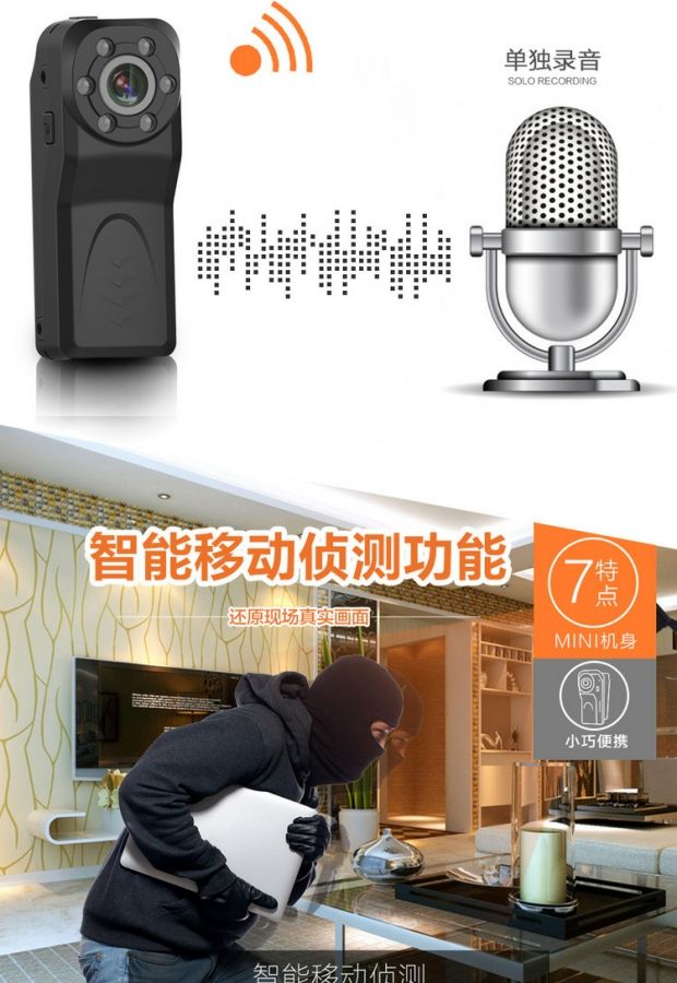 sản phẩm Ze PD6 thực thi pháp luật phụ tá an ninh ghi lại cụ 140 độ góc rộng đêm tầm nhìn HD 1080P Mini Camera - Máy quay video kỹ thuật số máy quay làm youtube giá rẻ