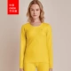 Red bean lady đồ lót mùa thu quần áo mỏng màu cotton quay tròn cổ sanding mùa đông chạm đáy bông áo len ấm áp mảnh duy nhất hàng đầu áo giữ nhiệt uniqlo
