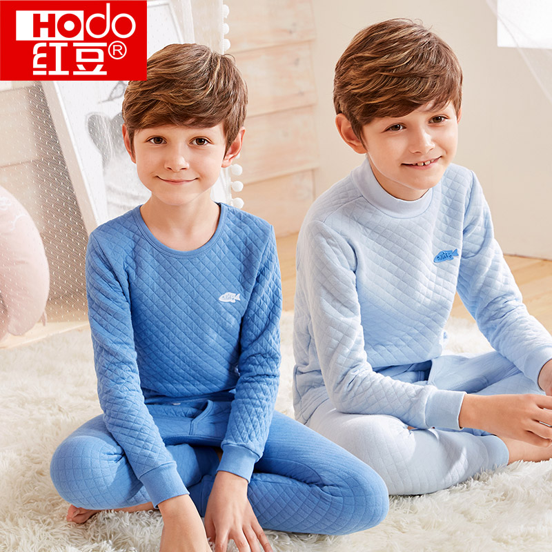Red bean children's air layer cotton underwear men and women in three layers of cotton autumn clothes autumn pants base warm suit