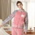Red bean couple san hô lông cừu quilted đồ ngủ phụ nữ dày flannel ấm áp áo khoác bông nam mùa đông nhà dịch vụ phù hợp đồ bộ thể thao Cặp đôi