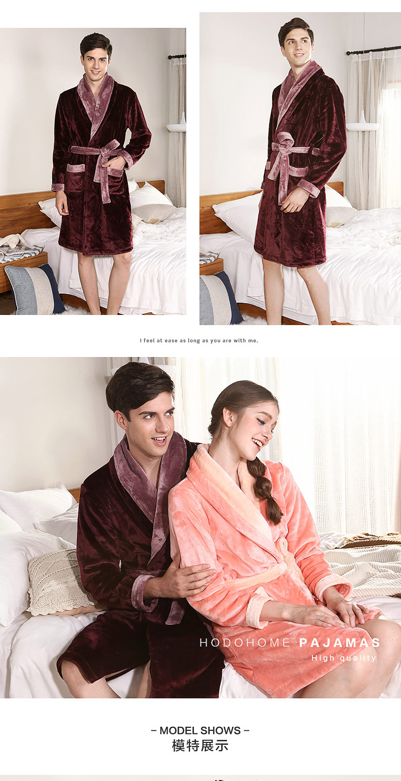 Đậu đỏ đôi flannel váy ngủ nữ mùa đông dày yukata đậu đỏ mùa thu dịch vụ nhà san hô nhung đồ ngủ nam áo choàng tắm pijama nam