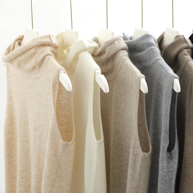 Autumn and Winter Turtleneck Sleeveless Knitted Vest for Women, Cashmere Base Layer, Slim Fit, Slimming Sweater Vest for Commuting Autumn and Winter Turtleneck Sleeveless Knitted Vest for Women, Cashmere Base Layer, Slim Fit, Slimming Sweater Vest for Commuting