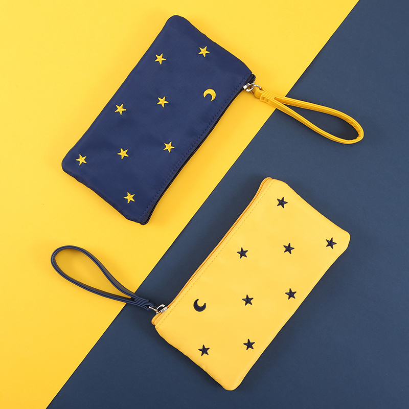 Korea Ins Day Series Embroidery Beginner High School Pen Bag Brief Little Fresher Large Capacity Girl Cute Stationery Bag