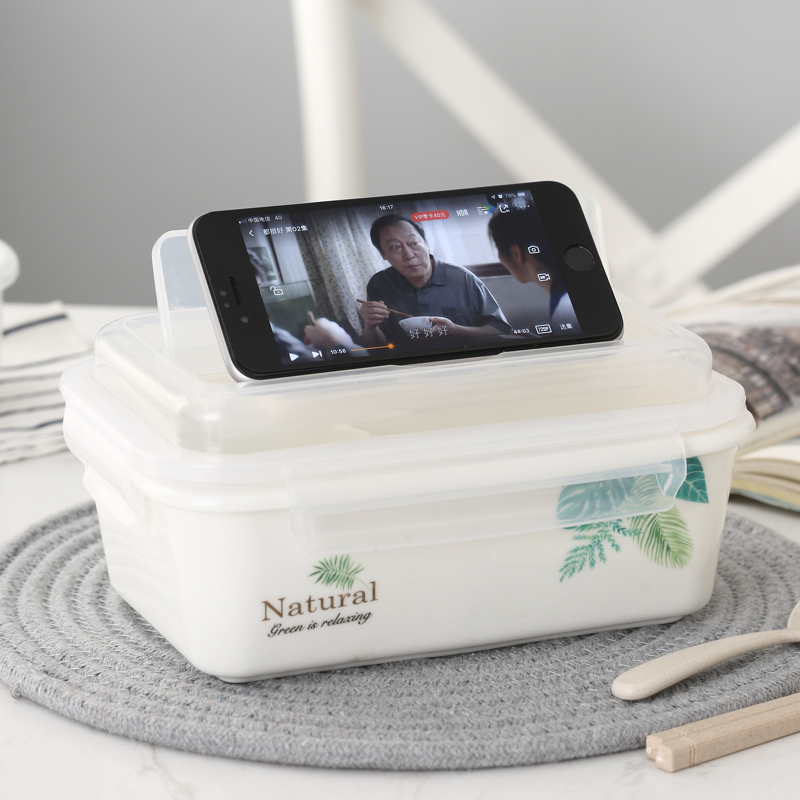 Rectangular Trig Lunch Box Ceramic Work Students Unit Canteen Sub MICROWAVE OVEN HEATED LUNCHBOX LUNCH BOX