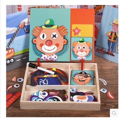 Popular Clown Puzzle Dressup Magnetic Puzzle Painting Drawing Board Two-in-One Toys Variety of Changeable Clothes Toys