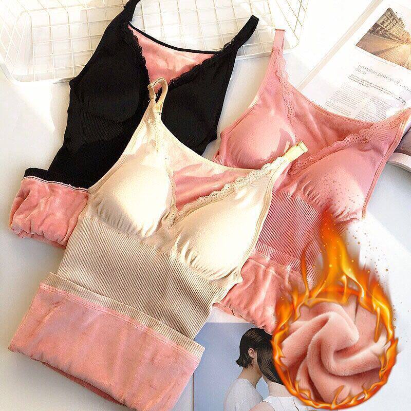 Warm vest underwear women breastfeeding thickened plus velvet top bottoming shirt autumn clothes tight suspenders postpartum breastfeeding clothes winter