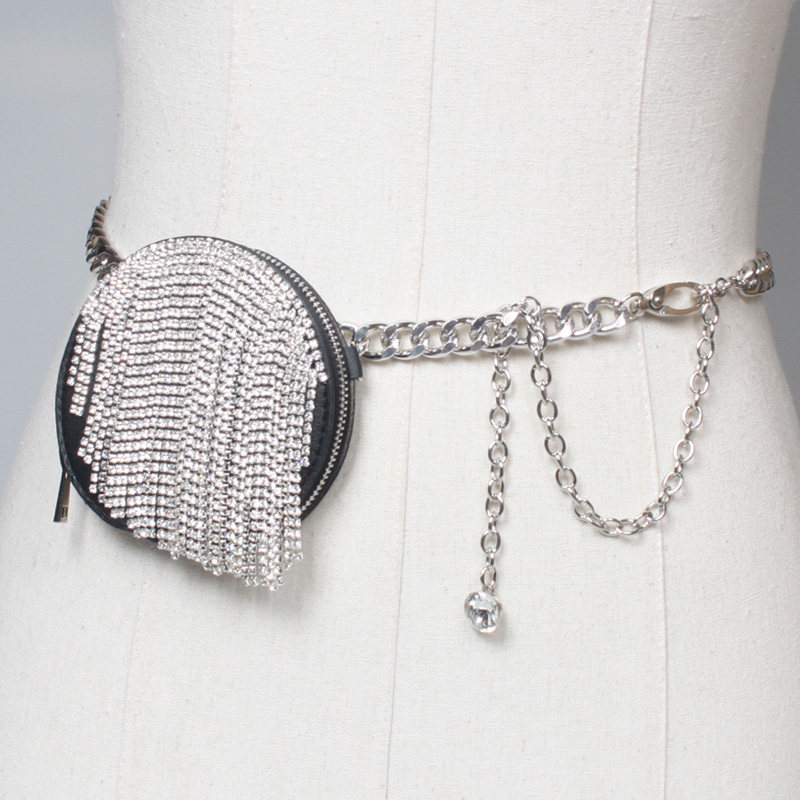 200g Weight Metal Material Women'S Gender Wholesale Fashion Rhinestone Heart Tassel Mini Waist Bag 7