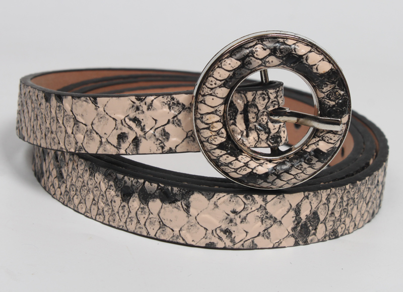 Fashion Round Buckle Snake Pattern Wide Belt display picture 3